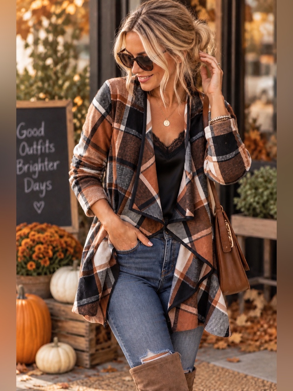 Boutique Plaid Flannel Waterfall Cardigan Jacket XXL 🍂